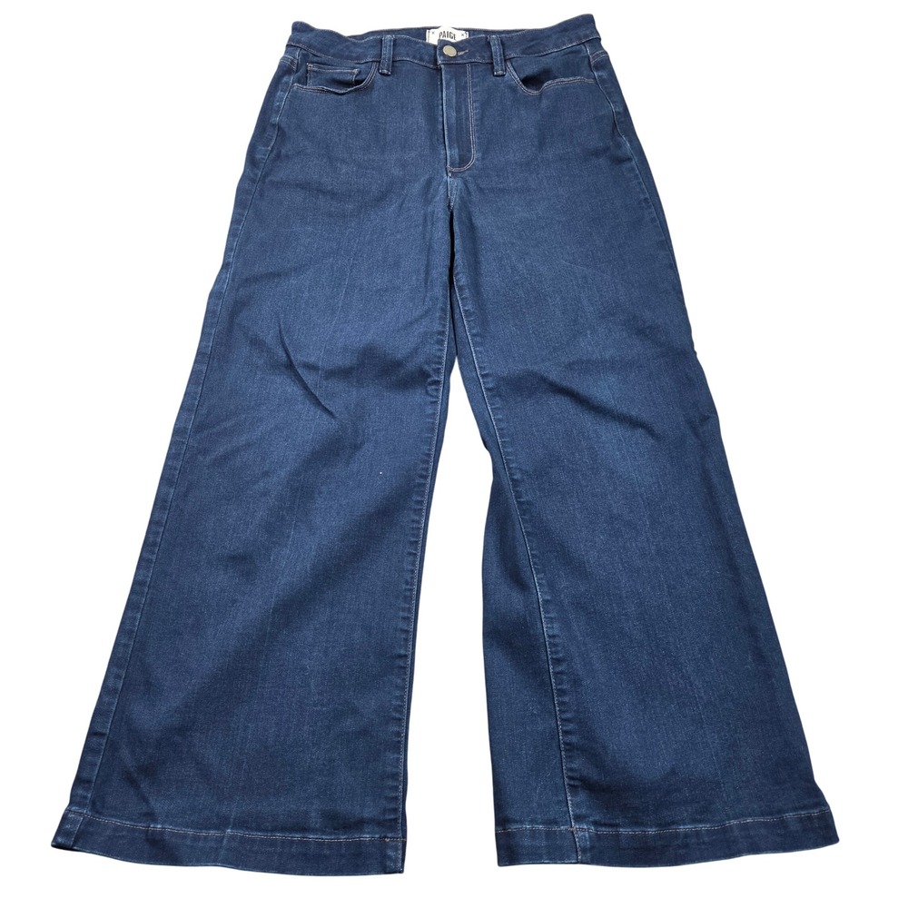 Paige Genesee Crop Wide Leg Jeans Womens 30 Elvira Indigo High Rise Flare Denim